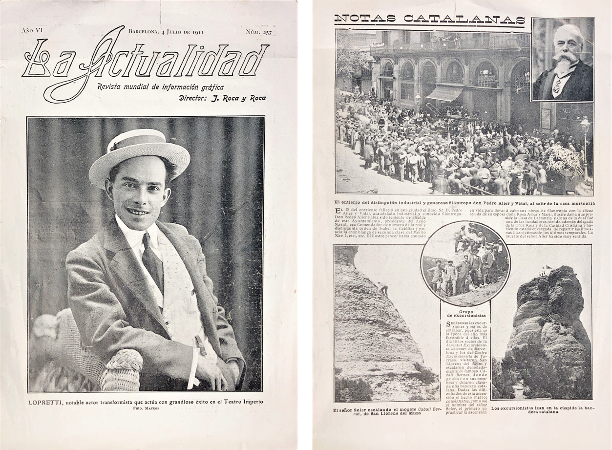 Portada del número 257 de la revista La Actualidad, apareguda el 4 de juliol de 1911, on aparegué la crònica de la primera ascensió al Cavall Bernat. (Procedència: Biblioteca i arxiu del CET)