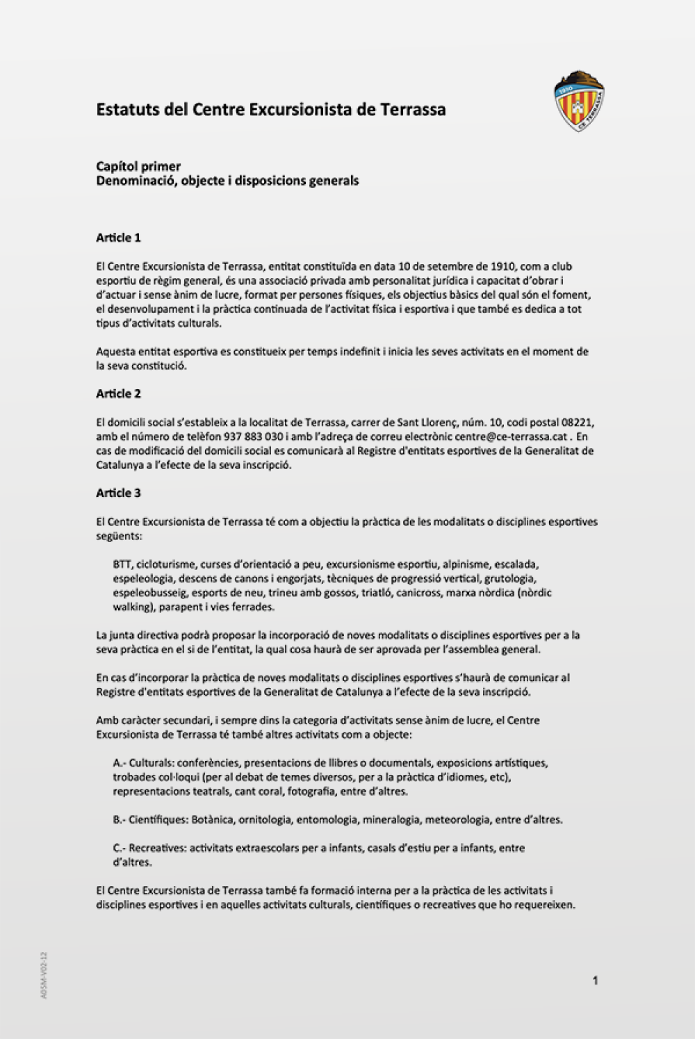Els nostres estatuts i el reglament de règim intern