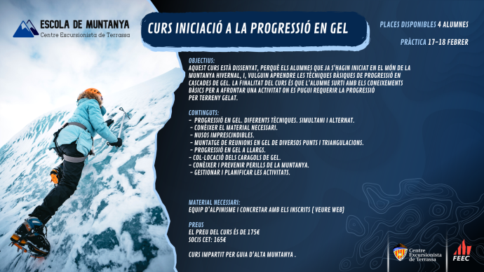 Curs d'iniciació a l'escalada en gel