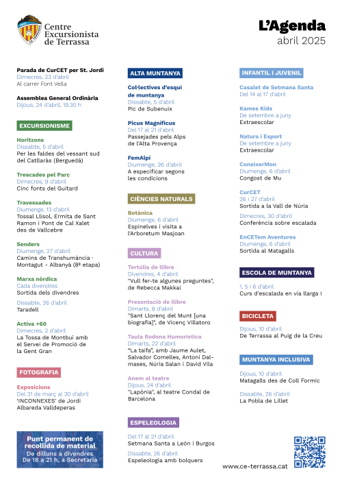 L'agenda: Abril 2025