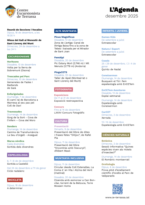 L'agenda: Desembre 2025