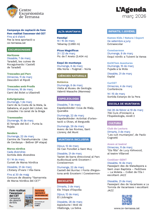 L'agenda: Agenda març 2026