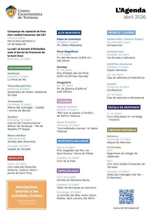 L'agenda: Agenda abril 2026