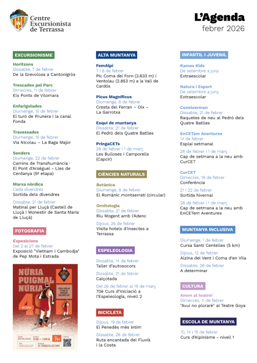 L'agenda: Agenda febrer 2026