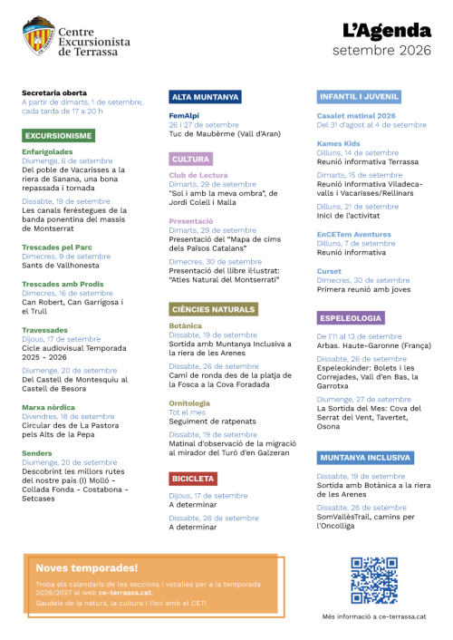 L'agenda: Agenda setembre 2026