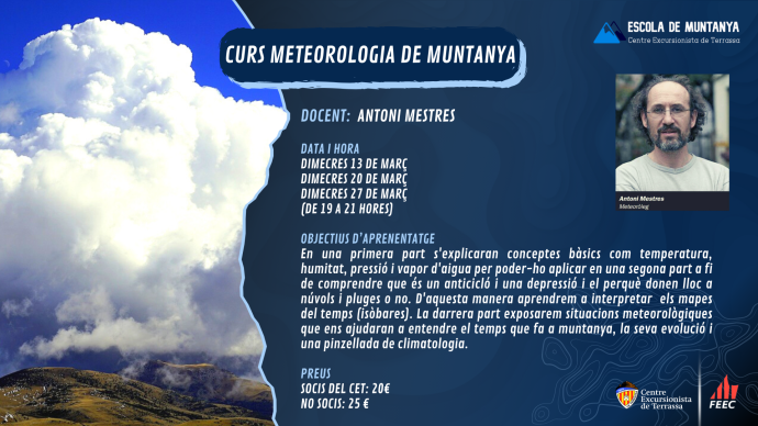 Cursos 2023-2024. Meteorologia de muntanya