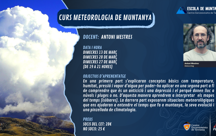 Cursos 2023-2024. Meteorologia de muntanya